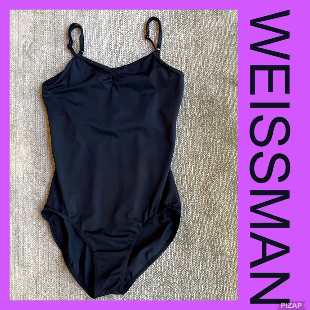 WEISSMAN BLACK SLEEVELESS LEOTARD